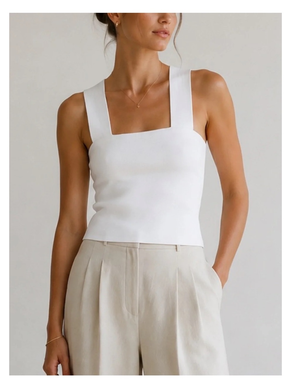 A.L.C. White Lia Square-Neck Tank Top - Women's Sleeveless Top